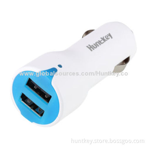 In-car Charger, Two USB Output 5V/1A and 5V/2.1A, Charge Smartphone and Tablet PC at Same Time